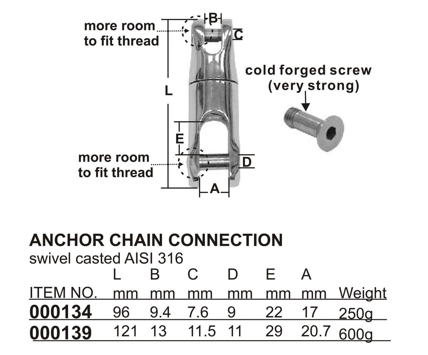 Anchor Chain Swivel. HOMER - Tenob 6-8mm