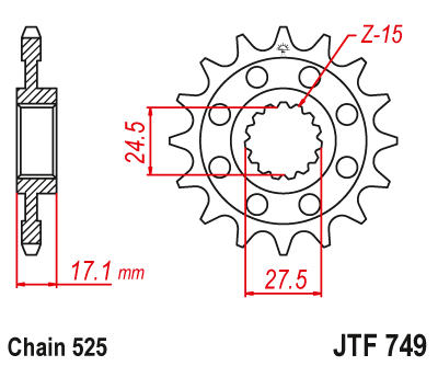 JT Sprockets Front  Steel#525 JTF749.15 Ducati Streetfighter Panigale Multistrada